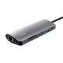 Trust Dalyx 23775 viacportový adaptér USB-C 7 v 1, USB-C 3.2, HDMI, RJ-45 Gigabit Ethernet, čítačka kariet SD/microSD, strieborný