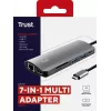 Trust Dalyx 23775 viacportový adaptér USB-C 7 v 1, USB-C 3.2, HDMI, RJ-45 Gigabit Ethernet, čítačka kariet SD/microSD, strieborný
