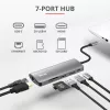 Trust Dalyx 23775 viacportový adaptér USB-C 7 v 1, USB-C 3.2, HDMI, RJ-45 Gigabit Ethernet, čítačka kariet SD/microSD, strieborný