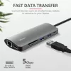Trust Dalyx 23775 viacportový adaptér USB-C 7 v 1, USB-C 3.2, HDMI, RJ-45 Gigabit Ethernet, čítačka kariet SD/microSD, strieborný