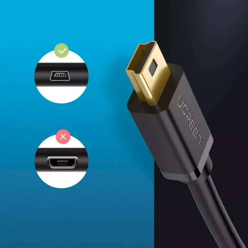 USB kábel UGREEN 10385 Mini-USB 480 Mbit/s 1,5 m čierny, rýchle nabíjanie