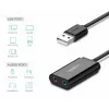 Externý USB 2.0 audio adaptér UGREEN 30724 — 2.0 stereo, výstup na slúchadlá, vstup na mikrofón, 0,15 m kábel, čierny