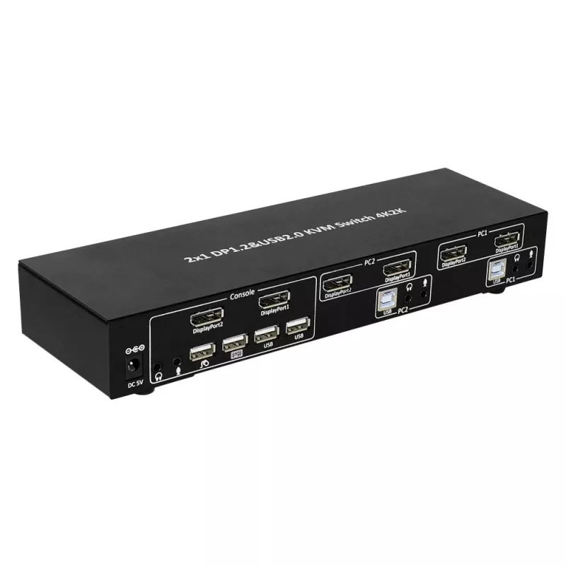 Techly IDATA DP-KVM2 KVM prepínač čierny
