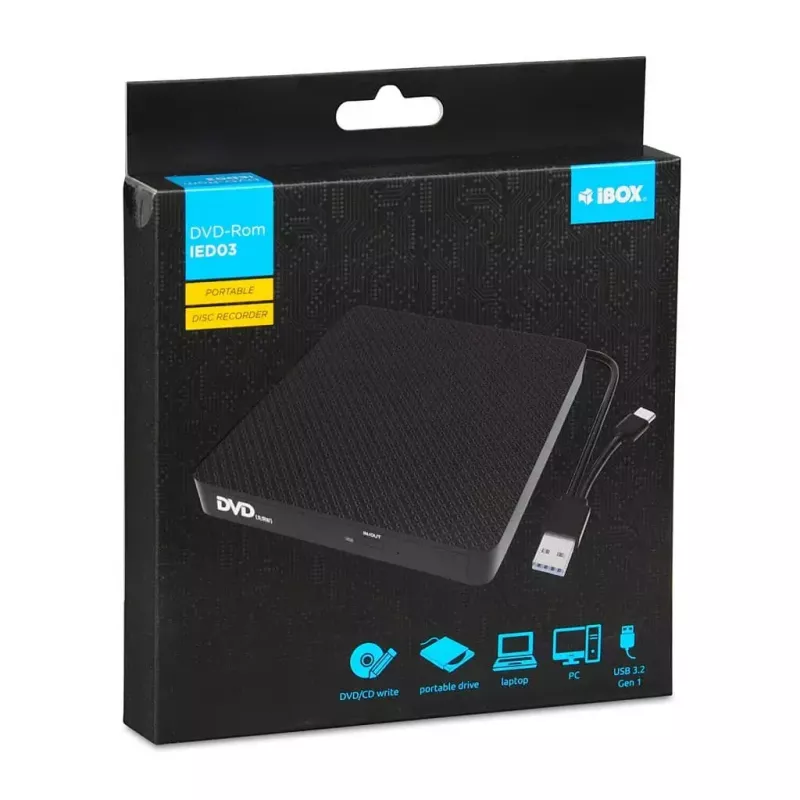 Optická mechanika IBOX IED03 DVD±RW USB 3.1 Gen1 (USB-C) čierna, tray, 24x CD / 8x DVD
