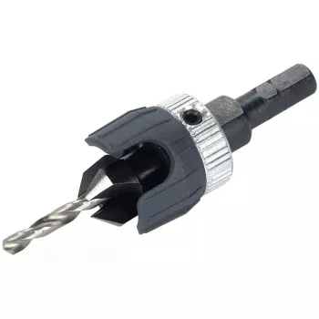 Zavádzač skrutiek Wolfcraft 2544000, šesťhranná stopka, nástrojová oceľ, pre neželezné kovy, 90° zahĺbenie, vrátane imbusového kľúča