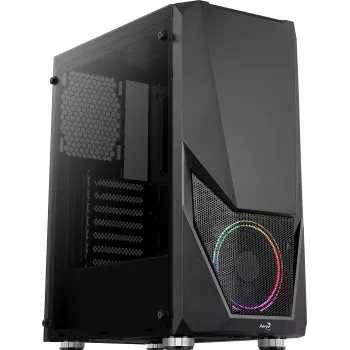 PC skriňa AEROCOOL Zauron Midi Tower čierna — Midi-Tower, bočné okno, podpora ATX/microATX/Mini-ITX, max. GPU 32,5 cm, výška CPU chladiča 166 mm, 2x 3,5