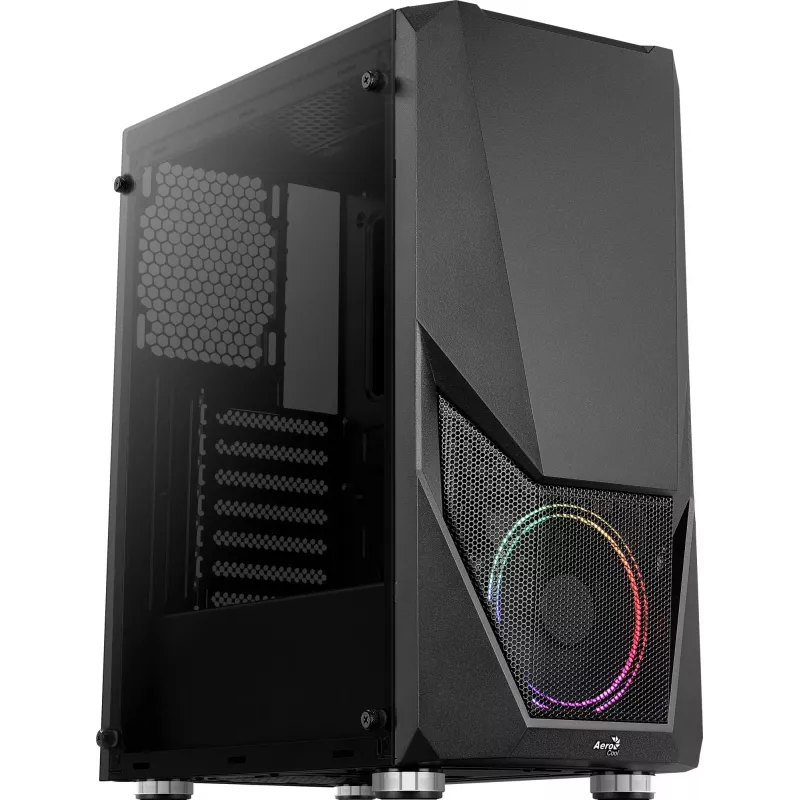 Aerocool PGS Zauron FRGB-G-BK-v1 herná počítačová skriňa Midi Tower, ATX/micro-ATX/Mini-ITX, tvrdené sklo, FRGB, čierna