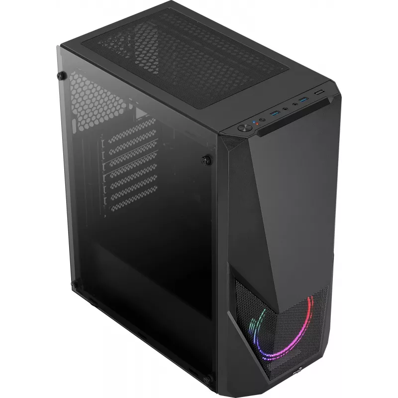 Aerocool PGS Zauron FRGB-G-BK-v1 herná počítačová skriňa Midi Tower, ATX/micro-ATX/Mini-ITX, tvrdené sklo, FRGB, čierna