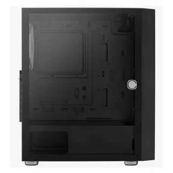 PC Midi Tower skriňa AEROCOOL Graphite‑G‑BK‑v2 — čierna, ATX/Micro‑ATX/Mini‑ITX, vpredu 2×140 mm + vzadu 1×140 mm