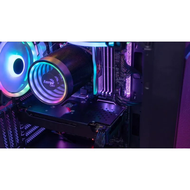 Aerocool PGS Graphite-G-BK-v2 FRGB počítačová skriňa Midi Tower, ATX, čierna