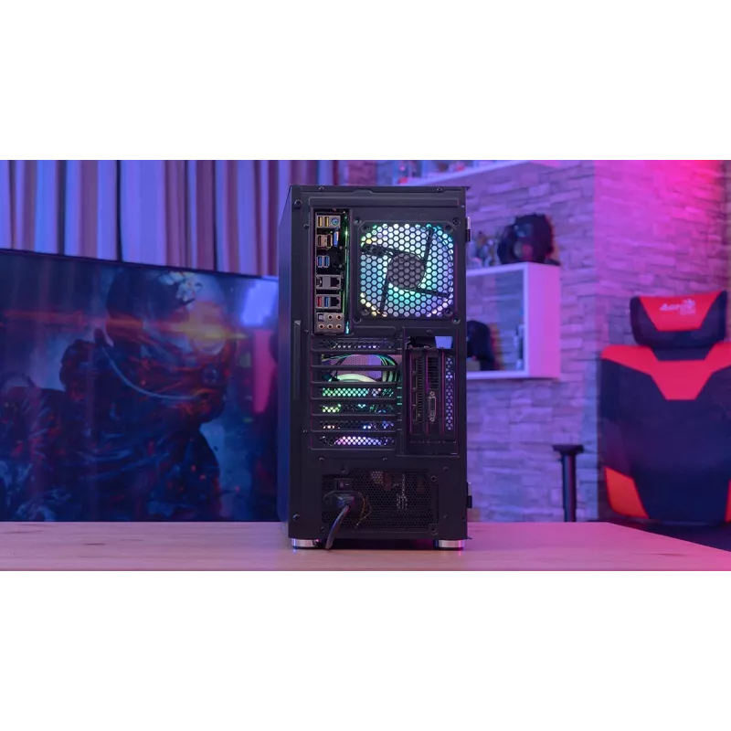 Aerocool PGS Graphite-G-BK-v2 FRGB počítačová skriňa Midi Tower, ATX, čierna