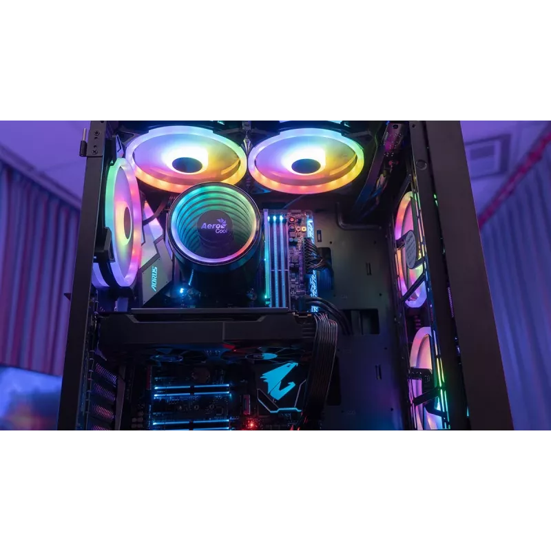 Aerocool PGS Graphite-G-BK-v2 FRGB počítačová skriňa Midi Tower, ATX, čierna