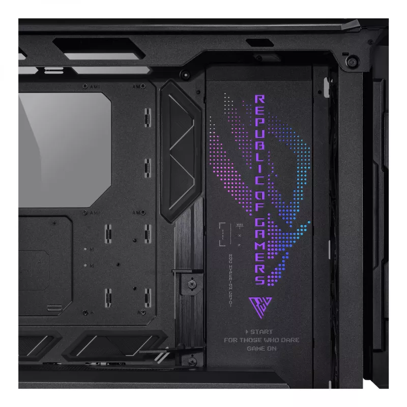 PC skriňa ASUS ROG Hyperion GR701 BTF Edition Tower — čierna, tvrdené sklo, podpora E-ATX/ATX/microATX, 46 cm GPU, horný radiátor 420 mm
