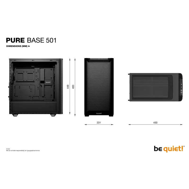 PC skriňa be quiet! PURE BASE 501 Airflow Midi Tower čierna