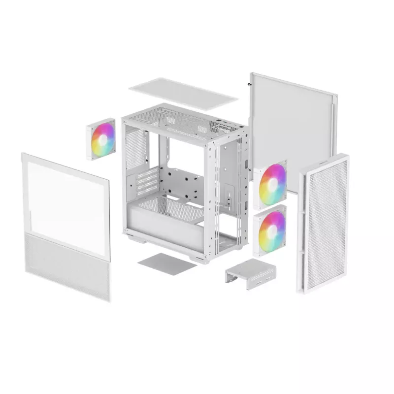 DeepCool CH360 počítačová skriňa Micro-ATX, tvrdené sklo, bez zdroja, biela