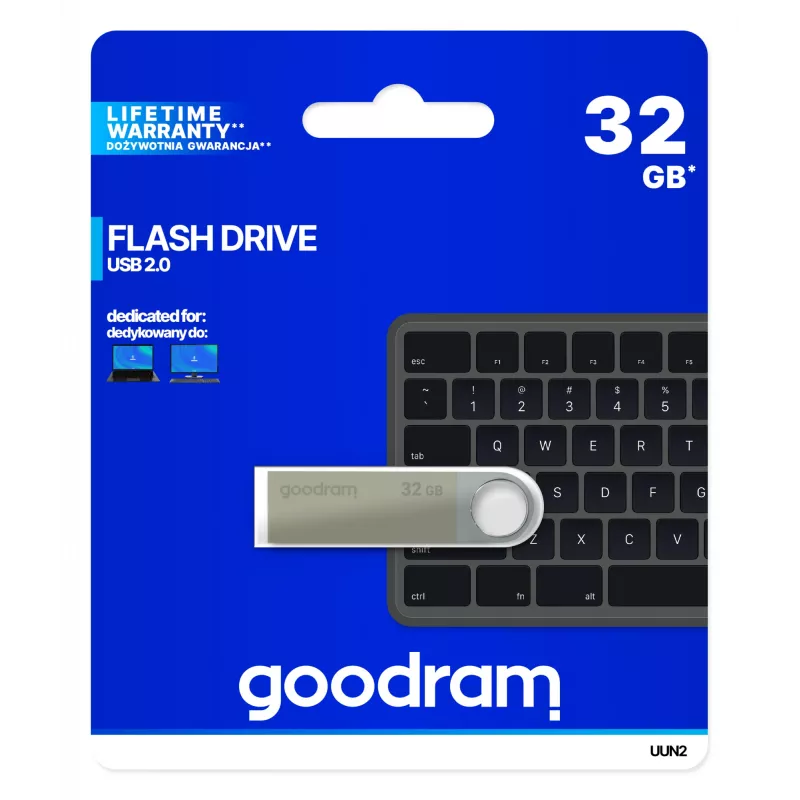 Goodram UUN2 USB kľúč 32 GB USB Type-A 2.0 strieborný