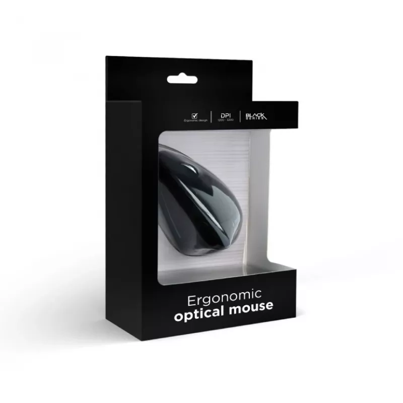 GEMBIRD optická myš MUS-ERGO-01 - ergonomická, 6 tlačidiel, koliesko, USB, čierna
