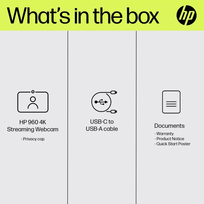HP 960 4K streamovacia webkamera, 8 MP, 3840 x 2160 pixelov, 4K Ultra HD, 30 fps, 5x, domáca