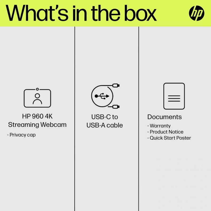 HP 960 4K streamovacia webkamera, 8 MP, 3840 x 2160 pixelov, 4K Ultra HD, 30 fps, 5x, domáca