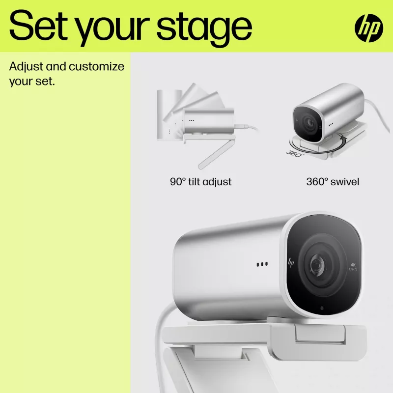 HP 960 4K streamovacia webkamera, 8 MP, 3840 x 2160 pixelov, 4K Ultra HD, 30 fps, 5x, domáca