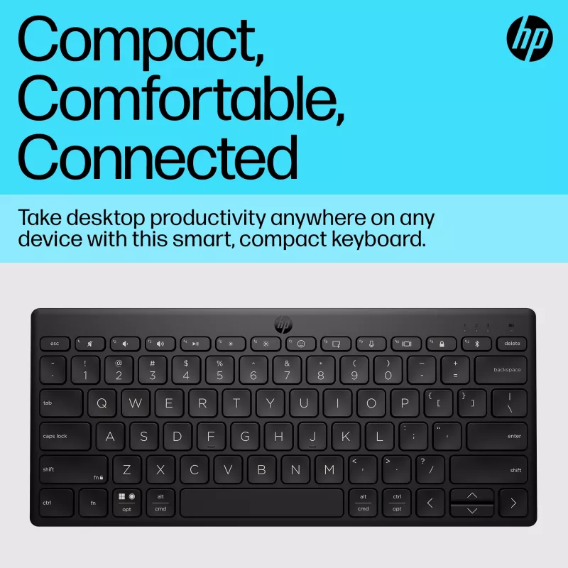 HP 350 kompaktná multi-device Bluetooth klávesnica, bezdrôtová, Bluetooth, mechanická, QWERTY, čierna