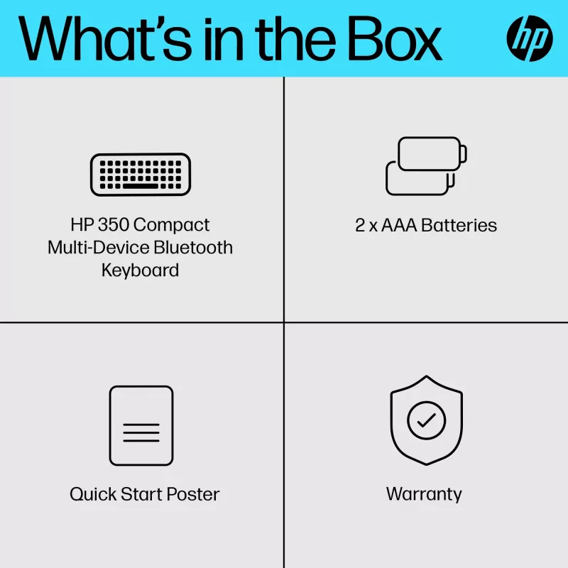 HP 350 kompaktná multi-device Bluetooth klávesnica, bezdrôtová, Bluetooth, mechanická, QWERTY, čierna