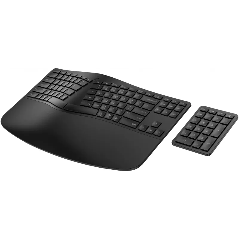 HP 965 ergonomická bezdrôtová klávesnica, plná veľkosť (100%), bezdrôtová, RF Wireless + Bluetooth, membránová, QWERTY, čierna