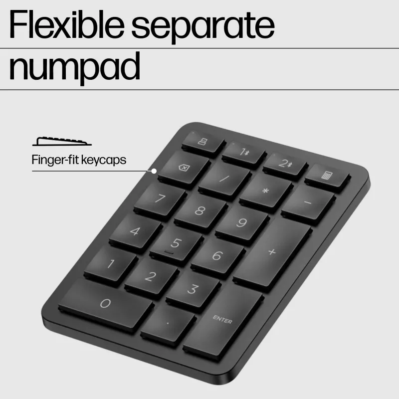 HP 965 ergonomická bezdrôtová klávesnica, plná veľkosť (100%), bezdrôtová, RF Wireless + Bluetooth, membránová, QWERTY, čierna