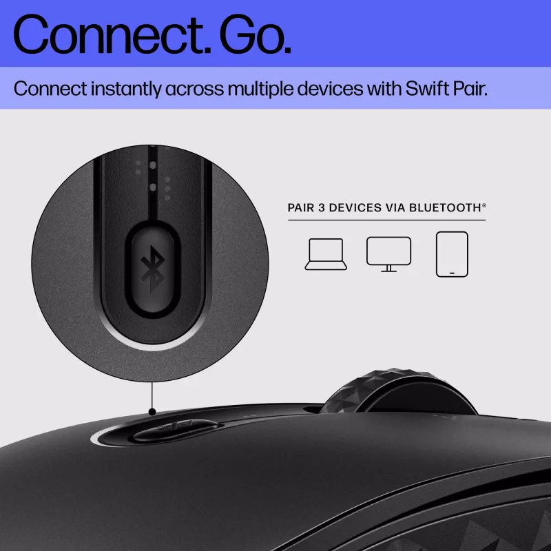 HP 690 nabíjateľná bezdrôtová myš, obojručná, Bluetooth, 4000 DPI, čierna