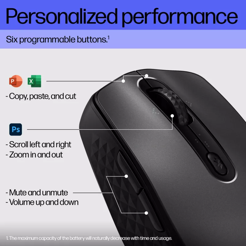 HP 690 nabíjateľná bezdrôtová myš, obojručná, Bluetooth, 4000 DPI, čierna