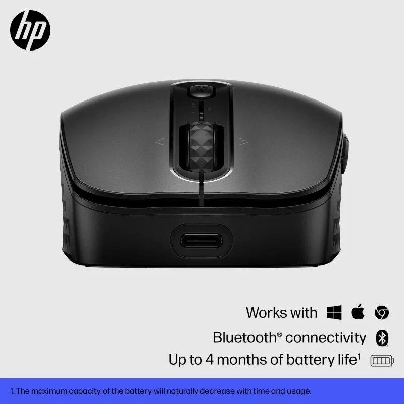 HP 690 nabíjateľná bezdrôtová myš, obojručná, Bluetooth, 4000 DPI, čierna