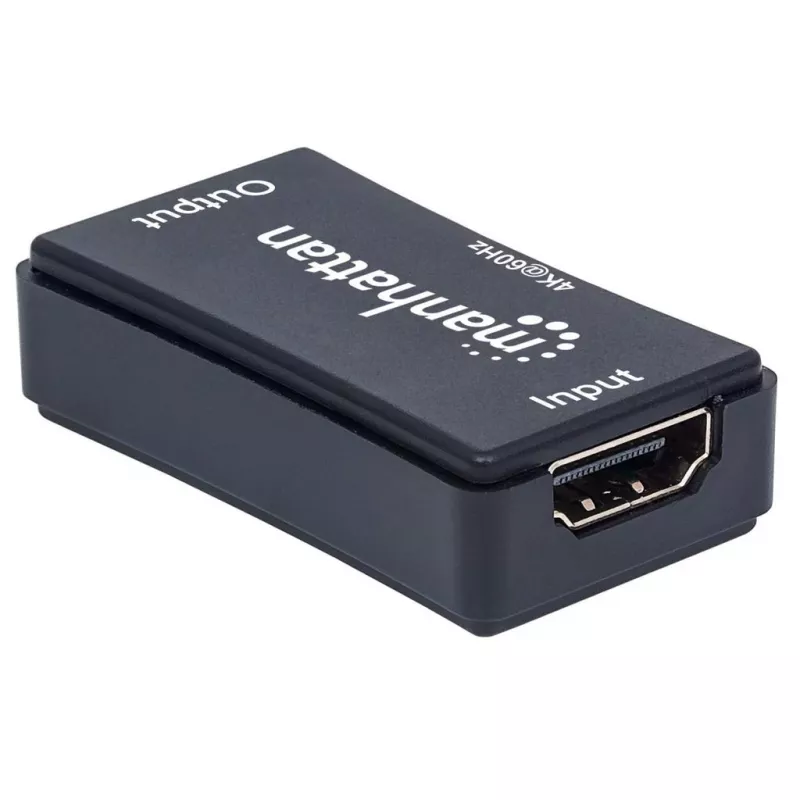 AV opakovač Manhattan HDMI opakovač 4K@60Hz, 1xHDMI vstup/výstup, 600 MHz šírka pásma, až 40 m, Micro-USB napájanie, čierny