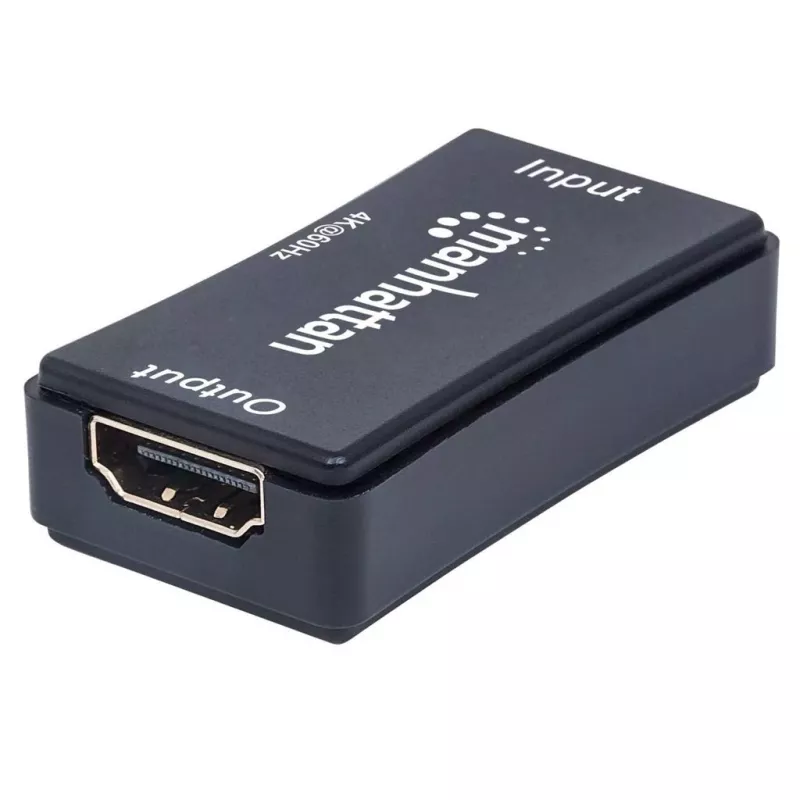 AV opakovač Manhattan HDMI opakovač 4K@60Hz, 1xHDMI vstup/výstup, 600 MHz šírka pásma, až 40 m, Micro-USB napájanie, čierny