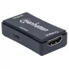 AV opakovač Manhattan HDMI opakovač 4K@60Hz, 1xHDMI vstup/výstup, 600 MHz šírka pásma, až 40 m, Micro-USB napájanie, čierny