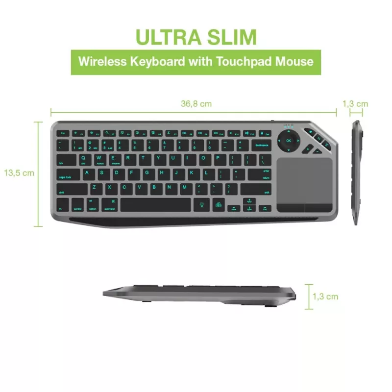 Techly ICTB9801TB klávesnica univerzálna RF Wireless + Bluetooth QWERTY US English čierna