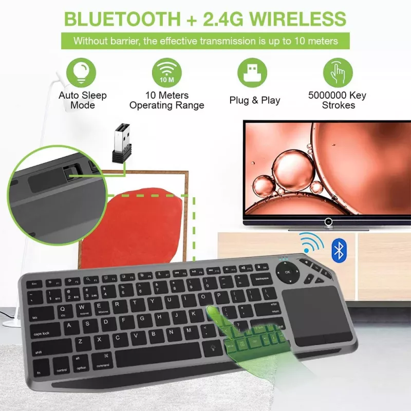 Techly ICTB9801TB klávesnica univerzálna RF Wireless + Bluetooth QWERTY US English čierna