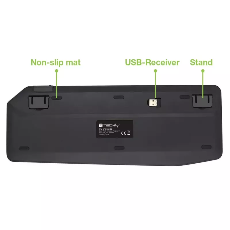 Techly ICTB9801TB klávesnica univerzálna RF Wireless + Bluetooth QWERTY US English čierna