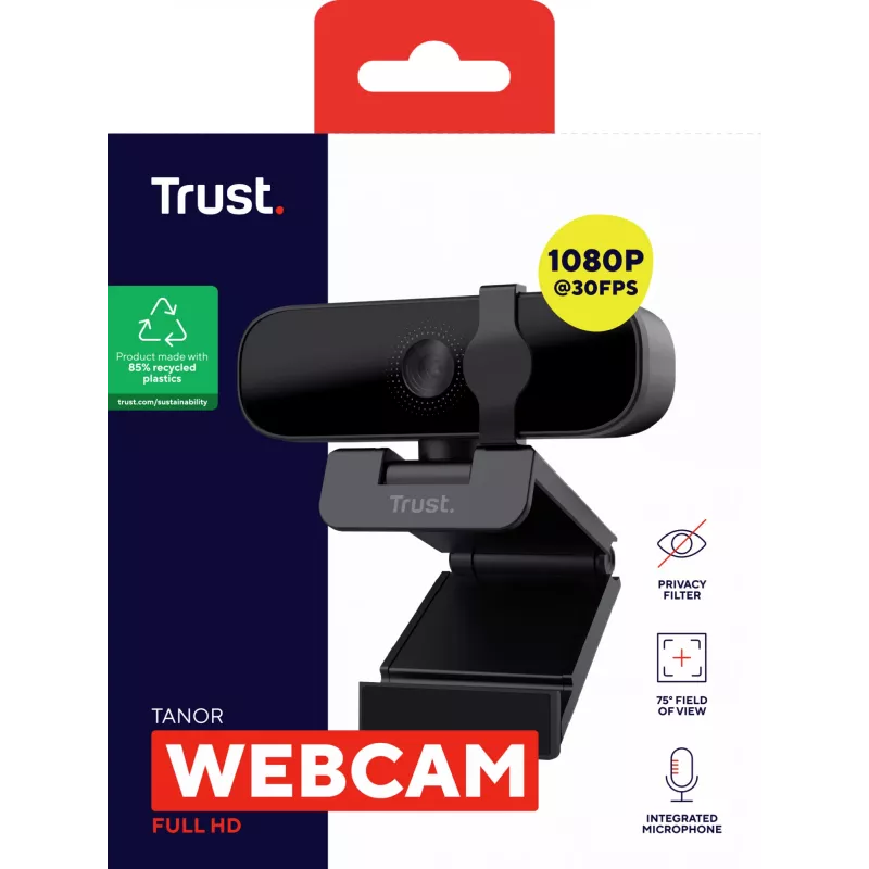 Trust Tanor webkamera 1920 x 1080 pixelov USB čierna