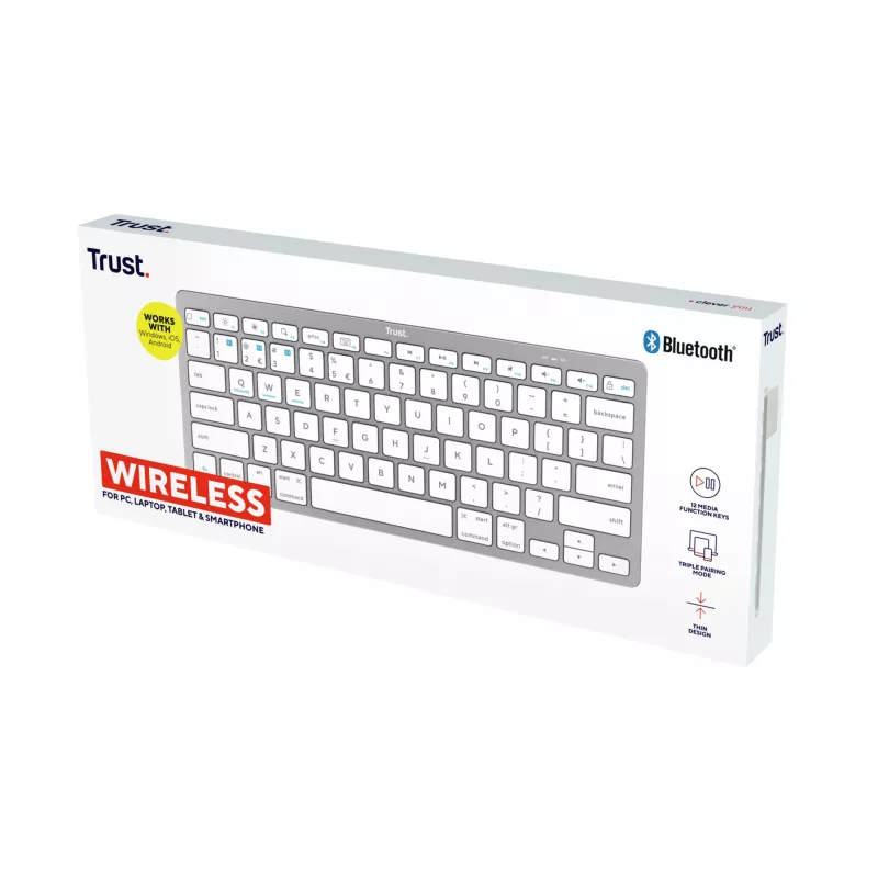 Trust 24651 bezdrôtová QWERTY US English klávesnica, strieborná