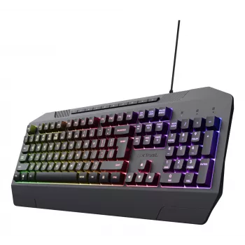 Káblová gaming klávesnica TRUST GXT 836 Evocx USB QWERTY US-anglická, RGB osvetlenie, podložka pod zápästie, 114 klávesov, 110% rozloženie