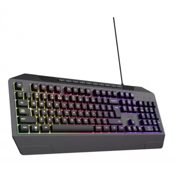 Káblová gaming klávesnica TRUST GXT 836 Evocx USB QWERTY US-anglická, RGB osvetlenie, podložka pod zápästie, 114 klávesov, 110% rozloženie