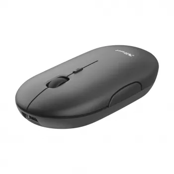 Trust Puck nabíjacia bezdrôtová ultraplochá myš, obojručná, optická, RF Wireless + Bluetooth, 1600 DPI, čierna