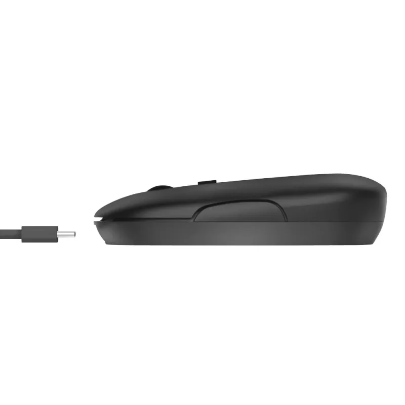 Trust Puck nabíjacia bezdrôtová ultraplochá myš, obojručná, optická, RF Wireless + Bluetooth, 1600 DPI, čierna