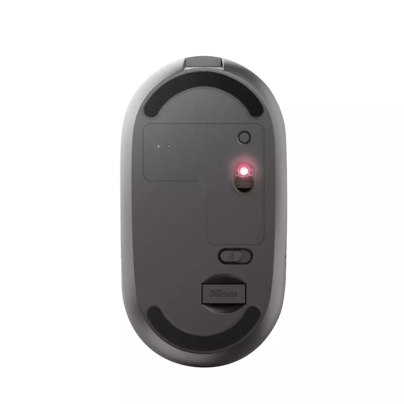 Trust Puck nabíjacia bezdrôtová ultraplochá myš, obojručná, optická, RF Wireless + Bluetooth, 1600 DPI, čierna