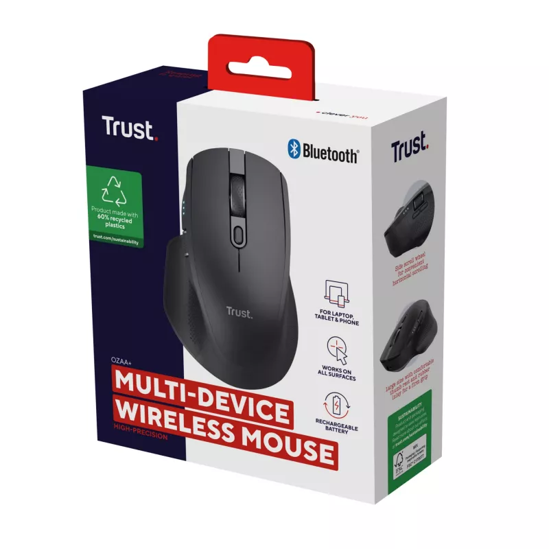 Trust Ozaa+ kancelárska myš pre pravákov RF bezdrôtová + Bluetooth 3200 DPI