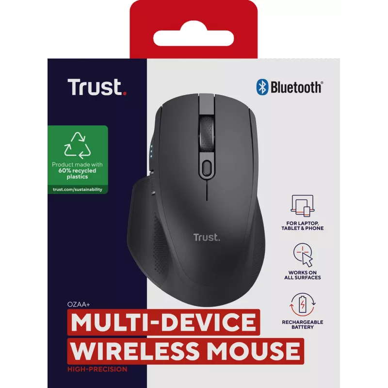Trust Ozaa+ kancelárska myš pre pravákov RF bezdrôtová + Bluetooth 3200 DPI