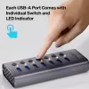 Unitek H1314A01-EU USB-A 3.0 hub 5 Gb/s, 7x USB-A 3.0 s prepínačmi