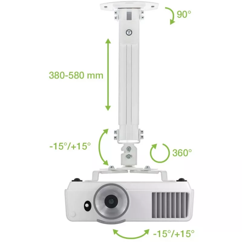 Techly predlžovací stropný držiak projektora 380-580 mm strieborný ICA-PM 18S