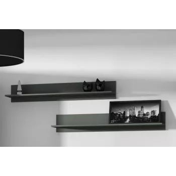 Sada závesných policových dosiek Cama Meble SOHO 1250×200×200 mm, drevotrieska, čierna matná (dve police)