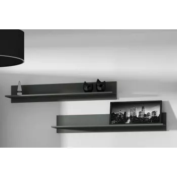 Sada závesných policových dosiek Cama Meble SOHO, 2 police, 1250×200×200 mm, drevotrieska, sivá matná